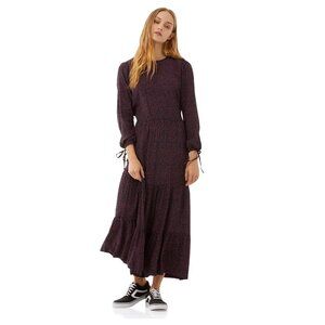 Free Assembly Dot Animal Print Tiered Maxi Dress Size XL